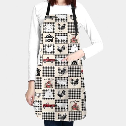 Imiss Waterproof Stain-Resistant Cooking Chef Aprons for Grill BBQ Baking 27 X 31 Inch - color: Farmhouse Rooster