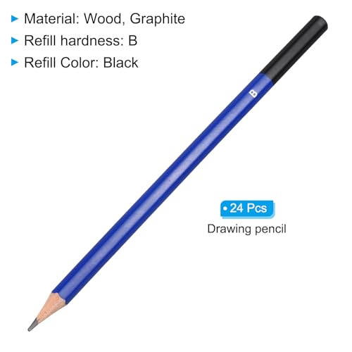 PATIKIL B Drawing Pencils for Sketching, 24PCS Sketch Pencils for Drawing Art Pencils Graphite Wood Pre-sharpened for Drawing Sketching Artists, B Pencils - style: B