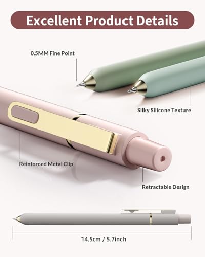 SUNEE Gel Pens, 6 Pack 0.5mm Pens Fine Point Smooth Writing Pens with Quick-Dry Black Ink, Cute Aesthetic School Office Note-Taking Pens for Journaling - Morandi - color: Morandi - 6 Colors, style: 6 Pack