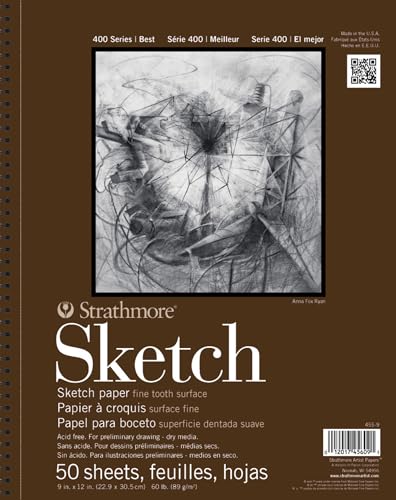 Strathmore 400 Series Sketch Pad, 11x14 inch, 50 Sheets - Artist Sketchbook for Drawing, Illustration, Art Class Students - size: 11x14, style: 50 Sheets