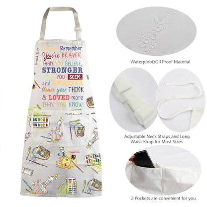 MBMSO Painting Artist Apron with Pockets Artist Painter Gifts Art Lover Gift for Art Teacher Student Painter Apron Waterproof - color: Braver Art Apron