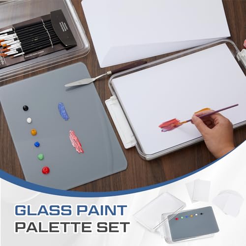 Nuanchu 1 Pcs 9 x 12 Inch Glass Palette for Oil Painting, Neutral Grey - color: Neutral Grey, size: 9x12 Inch