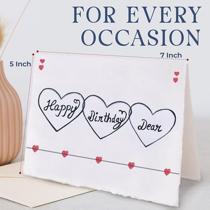 WANDERINGS Handmade Deckle Edge Blank Greeting Cards & Envelopes - 300 GSM Paper– 20 Cards for Invitations, Thank Yous, Greeting, Get Well and Birthday Cards (Blank) - color: Blank Paper