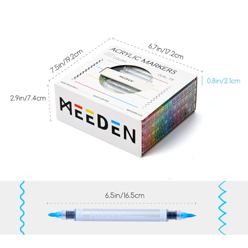 MEEDEN Artist Acrylic Paint Markers: 48 Colors Dual Tips Brush & Round | No-bleed, Waterproof Acrylic Markers with Automatic Ink Control for Adult Coloring, Wood, Canvas, Glass, Rock, DIY, Ceramic - color: 48 Colors