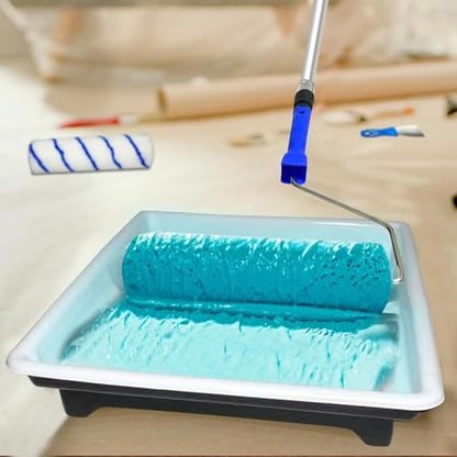 Paint Roller Kit with 2 to 4 FT Extension Pole for House Painting - Completed Home Painting Set with 9″ & 4″ Paint Roller Covers, Tray, Paint Brushes and Accessories
