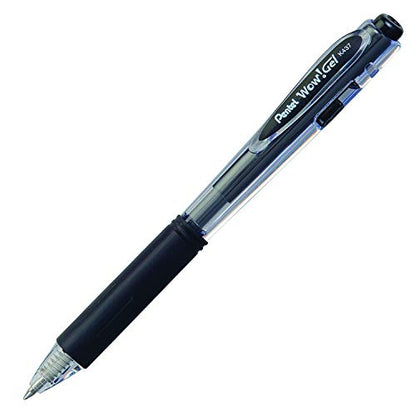 Pentel Wow! Gel Retractable Gel Pen 0.7mm Medium Line Black Ink, Box of 12 (K437-A) - color: Black, size: 12 Count (Pack of 1)