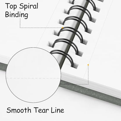 8.3x5.8 Sketch Book,Art Sketchbook for Drawing Pad,Mixed Media Sketchbook - color: TopSpiral-BrightWhite-Dark Grey