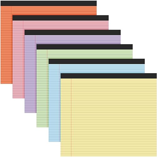 6 Pcs 11" x 9.5" Legal Pads College Ruled Notepad Landscape Notebook Horizontal Lined Notebook 80 Gsm Assorted Colors Paper Pastel Writing Pads for School Office, 40 Sheet (Bright Color) - color: Bright Color