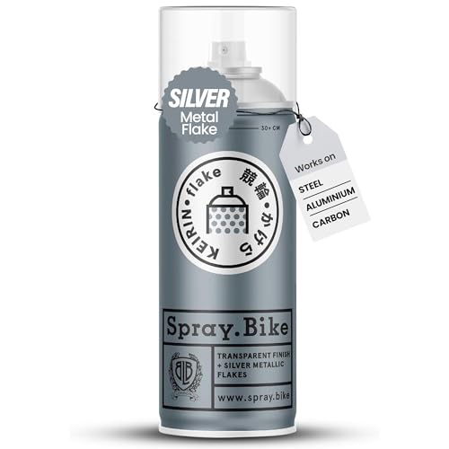 Spray.Bike Keirin Flake Finishing Coat - Pikapika Silver, 400ml | Metal Flake Spray Paint Coating | Glitter Spray Paint Topcoat for Steel, Aluminum - color: Flake Silver