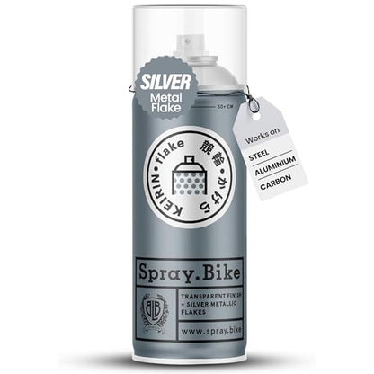 Spray.Bike Keirin Flake Finishing Coat - Pikapika Silver, 400ml | Metal Flake Spray Paint Coating | Glitter Spray Paint Topcoat for Steel, Aluminum - color: Flake Silver