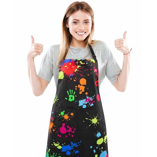 Painting Artist Apron with Pockets, Waterproof Painting Aprons for Adults, Adjustable Art Apron Bib Apron - color: Style 3