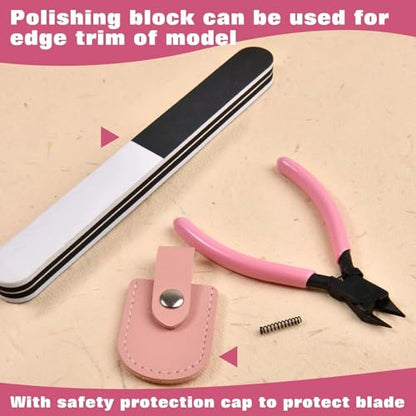 SPEEDWOX 4.3-inch Model Nippers Model Tools for Advancers to Repair and Fix Plastic Models with Ultra-thin Single-edge Sprue Cutter for Plastic Model Building with Polishing Block, Protection Cap