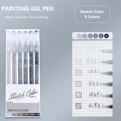 Gel Pens with 0.6mm Fine Point, 6 Colors Acrylic Drawing Gel Pen - color: Sketch Color