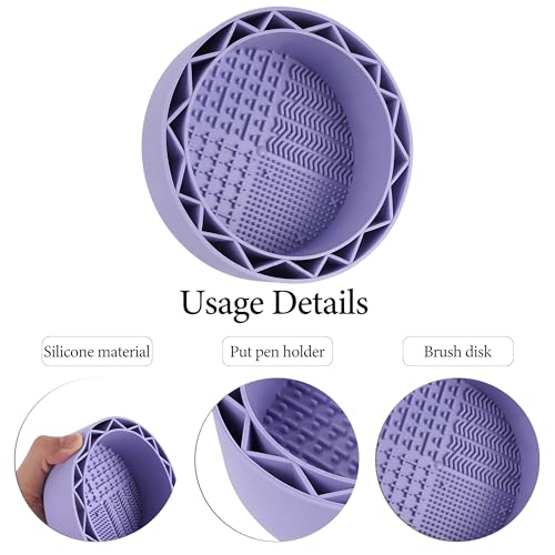 Pen Brush Washer, Watercolor Brush Cleaner, Silicone Brush Bowl Clean, Brush Holder Cleaner, Watercolor Painting Water Cup for Acrylic Oil Painti (1Pcs Purple) - color: Purple