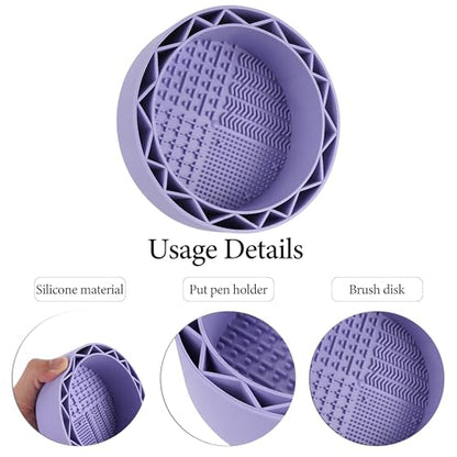 Pen Brush Washer, Watercolor Brush Cleaner, Silicone Brush Bowl Clean, Brush Holder Cleaner, Watercolor Painting Water Cup for Acrylic Oil Painti (1Pcs Purple) - color: Purple