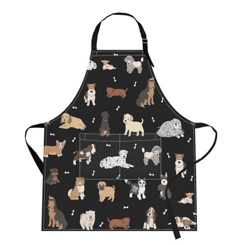 Britimes Apron with Pockets, 32x28 inch, for Women Men, Dog - color: Dog
