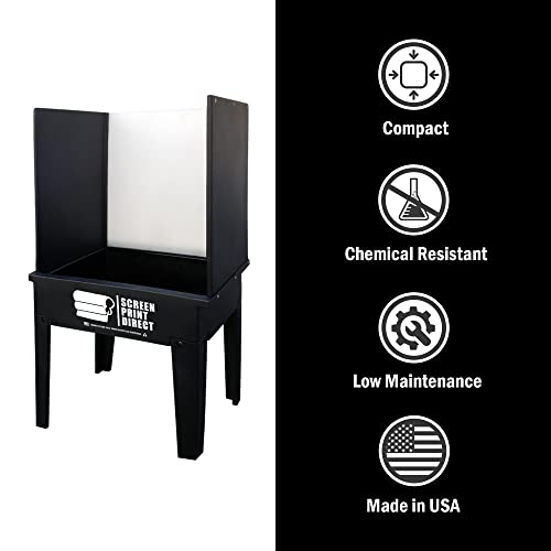 Screen Print Direct® Screen Printing Washout Booth - w/LED Light | Compact Vertical Design, 32 By 24 By 64 Inches - Chemical Resistant, Recycled Polyethylene, Easy Assembly - LED Light - size: Washout Booth with LED