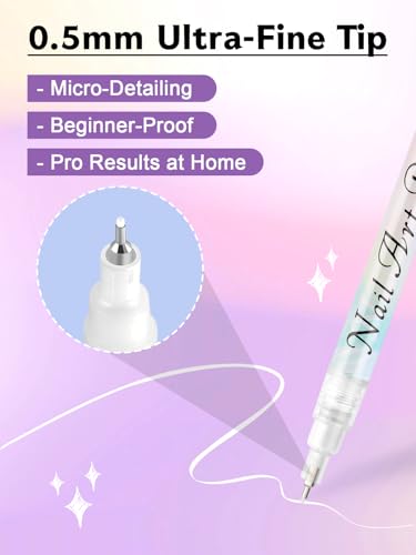 1 PCS White Nail Art Polish Pens Kalolary 0.5mm Nail Art Markers | Nail Point Graffiti Dotting Pen Drawing Painting Liner Brush for DIY Nail Art Beauty Adorn Manicure Tools - color: 0.5mm White