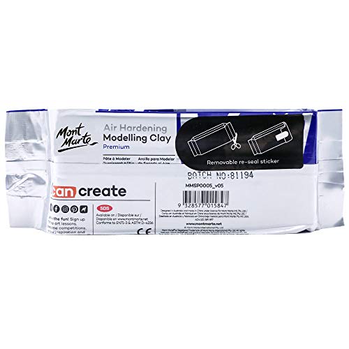 White Modelling Clay Air Dry by Mont Marte, 500g (1.1lb), Ideal Gift for Professional Artists - color: White, size: 500g - 1 Pack