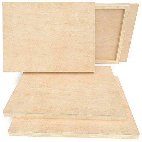 ARTEZA Wooden Canvas Board, 9x12 Inch, Pack of 5 | Unfinished Cradled Birch Wood Panels for Painting, Acrylic Pouring, Encaustic Art & Wood Burning - size: 9x12 Inch