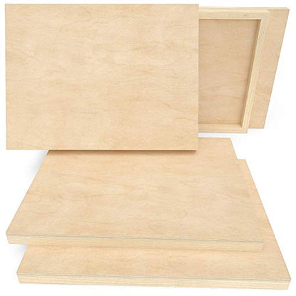 ARTEZA Wooden Canvas Board, 9x12 Inch, Pack of 5 | Unfinished Cradled Birch Wood Panels for Painting, Acrylic Pouring, Encaustic Art & Wood Burning - size: 9x12 Inch