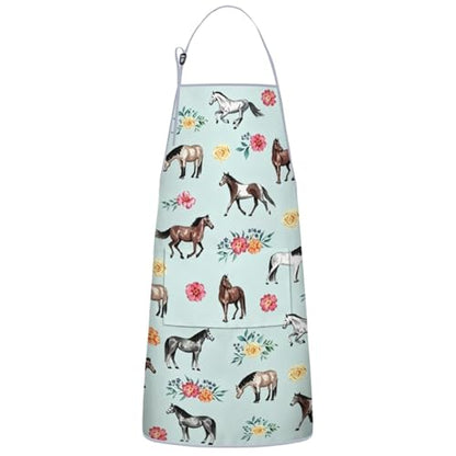 Apron with 2 Pockets,Kitchen Chef Artist Aprons for Cooking Gardening Baking Painting, Waterproof Apron 33" x 27" - color: Horse