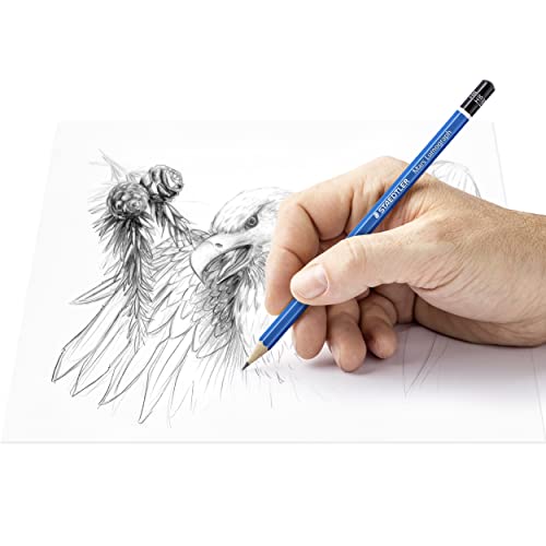 STAEDTLER Mars Lumograph Graphite Artist Sketching Set, 6 Pencils (6B, 4B, 2B, B, HB, 2H), Mini Mars Plastic Eraser, Metal Sharpener - style: 6 Pencils, Sharpener, Eraser
