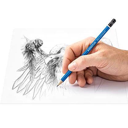 STAEDTLER Mars Lumograph Graphite Artist Sketching Set, 6 Pencils (6B, 4B, 2B, B, HB, 2H), Mini Mars Plastic Eraser, Metal Sharpener - style: 6 Pencils, Sharpener, Eraser