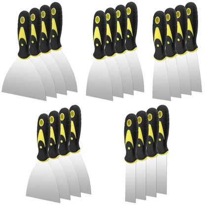 20PCS Putty Knife Set 1, 2, 3, 4, 5 Inch, Stainless Steel Spackle Knives, Metal Knife Scrapers with Non Slip Handles for Drywall Finishing, Plaster Scraping, Decals, and Wallpaper