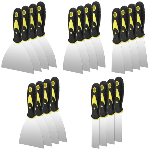 20PCS Putty Knife Set 1, 2, 3, 4, 5 Inch, Stainless Steel Spackle Knives, Metal Knife Scrapers with Non Slip Handles for Drywall Finishing, Plaster Scraping, Decals, and Wallpaper