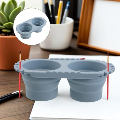 SEWACC Foldable Silicone Paint Brush Washer, Dual Collapsible Basin with Drying Rack, Portable Acrylic and Watercolor Brush Washing Bucket, Travel Art Supplies Organizer - color: Sky-blue