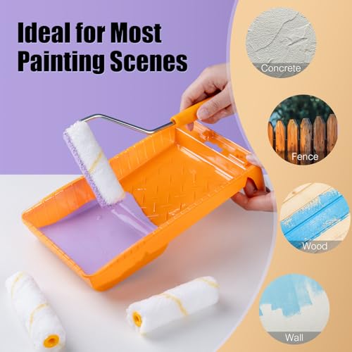 Mister Rui Mini Paint Roller Kit 22 Pieces, 4" 2" Paint Rollers Foam Brush