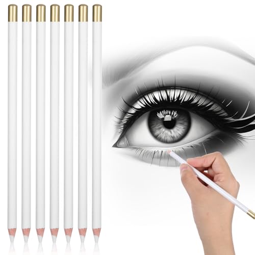 8 Pcs Eraser Pencils Set for Artists, Kneaded Erasers for Artists, Erasers for Drawing Add Highlights and Erase Details for Charcoal Drawings for Students Artists Beginners 6.9 Inch(White)