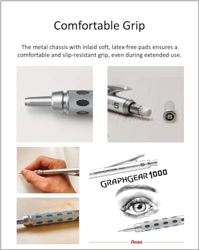 Graph Gear 1000 Mechanical Drafting Pencil Set (0.3mm / 0.4mm / 0.5mm / 0.7mm / 0.9mm), qullity original pen case - size: 0.3/0.4/0.5/0.7/0.9mm Set