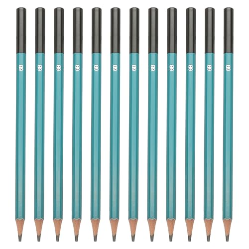 PATIKIL 6B Drawing Pencils for Sketching, 12PCS Sketch Pencils for Drawing Art Pencils Graphite Wood Pre-sharpened for Drawing Sketching Artist, Hexagonal, Black Refill, Green/Black Pole - style: 6B