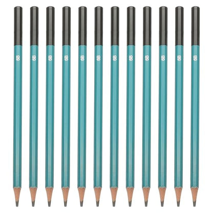 PATIKIL 6B Drawing Pencils for Sketching, 12PCS Sketch Pencils for Drawing Art Pencils Graphite Wood Pre-sharpened for Drawing Sketching Artist, Hexagonal, Black Refill, Green/Black Pole - style: 6B