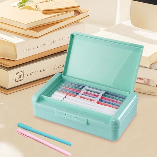 Plastic Hard Color Double Layer Cute Pencil Box Case For Girl Boy | Colored Kids Pen Case Box For Marker Crayon,School Office Art Supplies Storage Organizer Box,Medium Size(Purple) - color: Purple