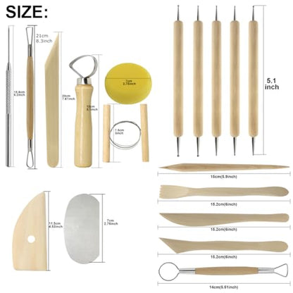 Pottery Sculpting Tools 32PCS Ceramic Clay Carving Tools Set for Crafts Polymer Clay Club,Dotting,Modeling,Shaping Trimming,Hobbyists,Artists