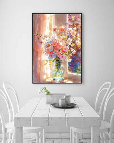 Flowers Diamond Art Kits for Adults, Daisy Diamond Painting Kit 12x16 Inch | Daisy Flower Diamond Painting Kits for Adults Beginners, Floral 5D Diamond Art Kits Full Drill Gem Art Paint by Diamonds Dots - color: Flowers
