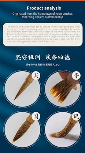 Chinese Calligraphy Brush Set for Writing, Drawing, Ink Brushes, Japanese Kanji Sumi Brush Pen (JianSeries 3pcs)