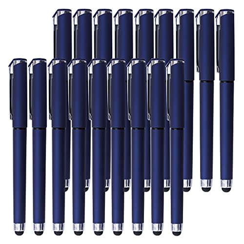 Black Gel Ink Rollerball Pens 0.7mm Gel Pens 2-in-1 Stylus Pens Medium Point Pen for Office, Black Ink (18 Pack-Blue)