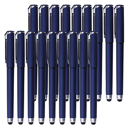 Black Gel Ink Rollerball Pens 0.7mm Gel Pens 2-in-1 Stylus Pens Medium Point Pen for Office, Black Ink (18 Pack-Blue)