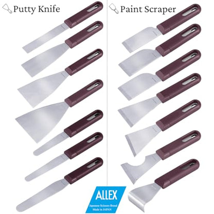 ALLEX Japanese Putty Knife 1" for Art and Paint, Flexible Japanese Stainless Steel Blade, Heavy Duty Full Tang Handle, Made in JAPAN - size: 1"