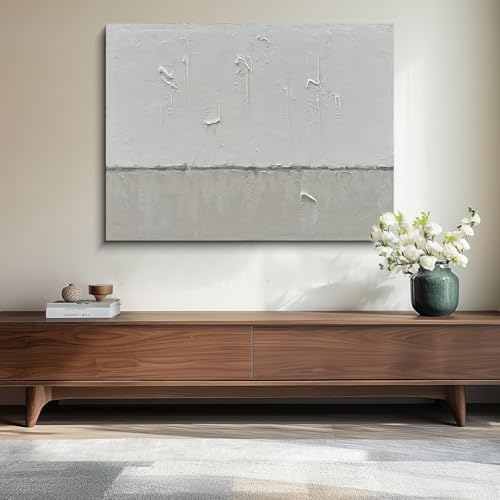 NANKAI Art Hand-painted minimalist style oil painting in gray and white - color: NKHB003
