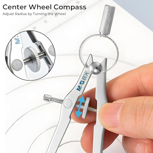 M&G Professional Metal Geometry Compass, 6.69 Inch Maximum Diameter Compass Geometry Tool, Lockable Distance Includes Extra Lead, Ideal for Drafting & Drawing - style: Classic