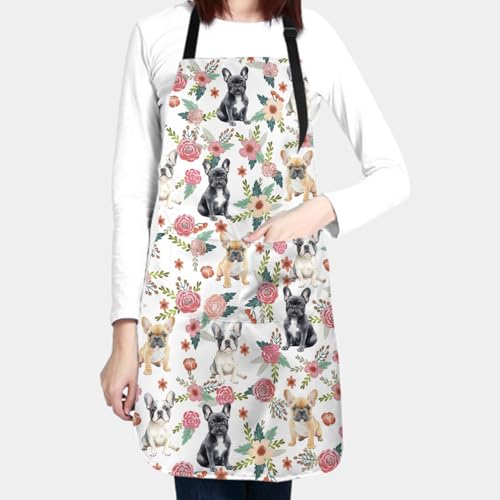 Giwawa Unisex Adult Apron Waterproof Stain Resistant Kitchen Cooking Apron with 2 Pockets for BBQ Grill Painting - color: Bulldog