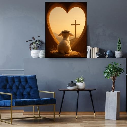 Diamond Art Kits for Adults,Cross sheep Diamond Painting Kits for Beginner - color: Christ