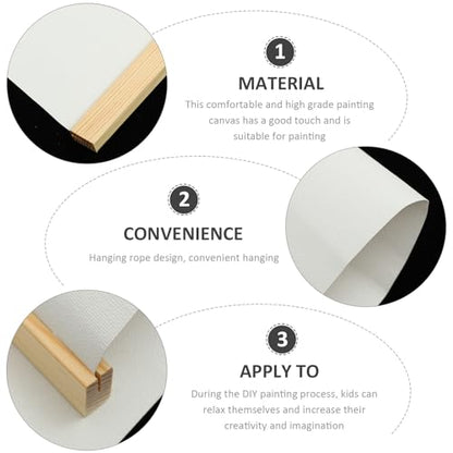 FAVOMOTO Ornament Frame White Blank Cotton Canvas Panels 3Pcs Wooden Framed Artist Canvas Board with Hanging Rope DIY Arts Accessory for Painting Acrylic Pouring Oil Paint Ornament Frames - size: 11.79 inches x 8.25 inches