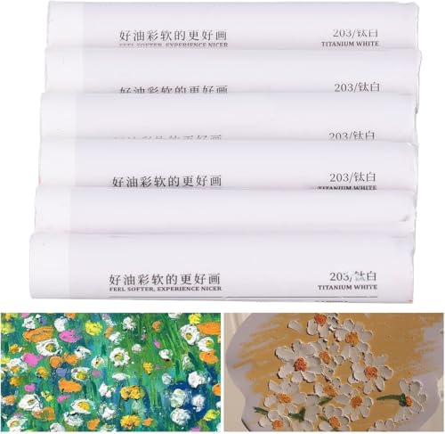 Zerodis White Oil Pastels Set,6 Pcs Unique Texture Soft Artist White Oil Pastels Dry Pastels Set Painting Art Supplies for Professional Drawing Art