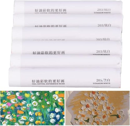 Zerodis White Oil Pastels Set,6 Pcs Unique Texture Soft Artist White Oil Pastels Dry Pastels Set Painting Art Supplies for Professional Drawing Art